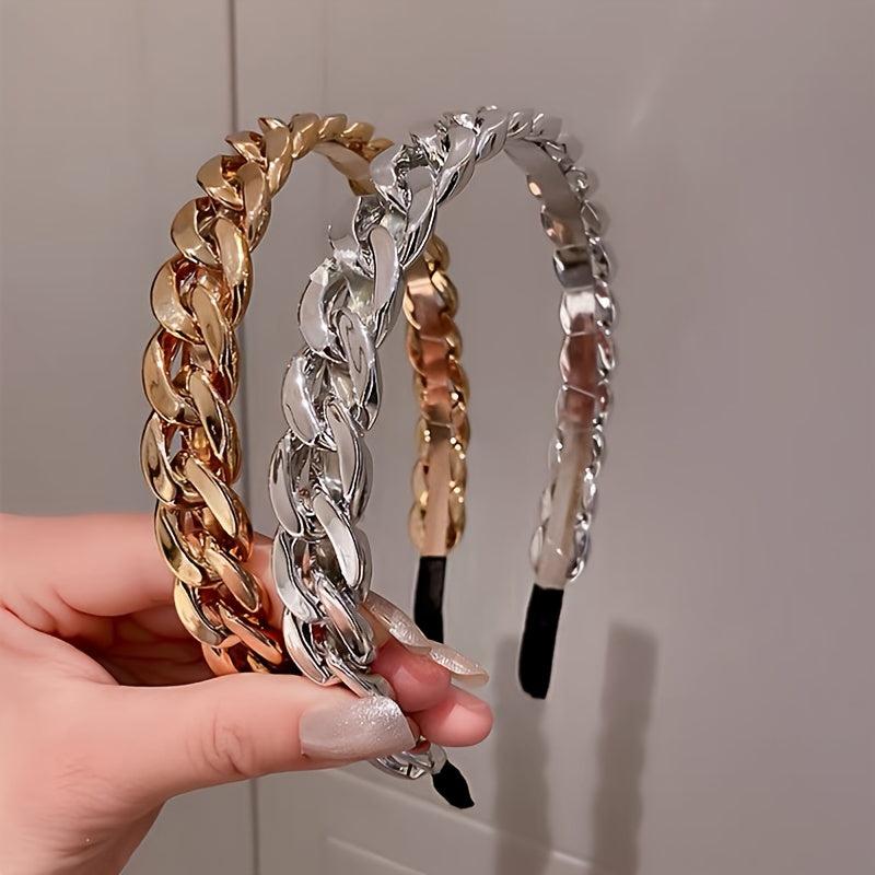Resin Chain Hairband for Women Twisted Hair Chain Headband