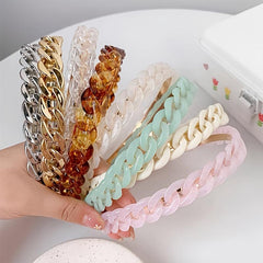 Resin Chain Hairband for Women Twisted Hair Chain Headband