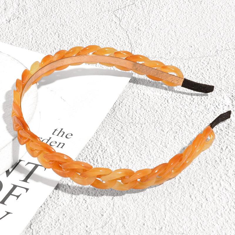 Resin Chain Hairband for Women Twisted Hair Chain Headband