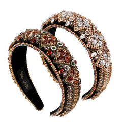 Baroque Crystal Padded Headband Velvet Hair Accessory