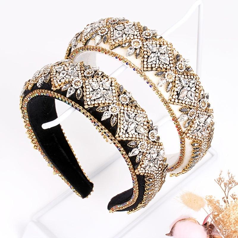 Baroque Crystal Padded Headband Velvet Hair Accessory