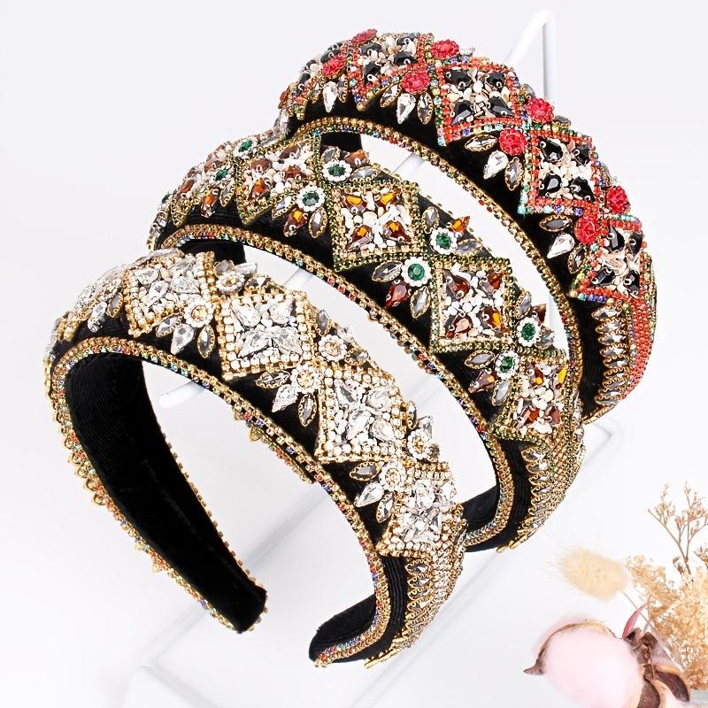 Baroque Crystal Padded Headband Velvet Hair Accessory