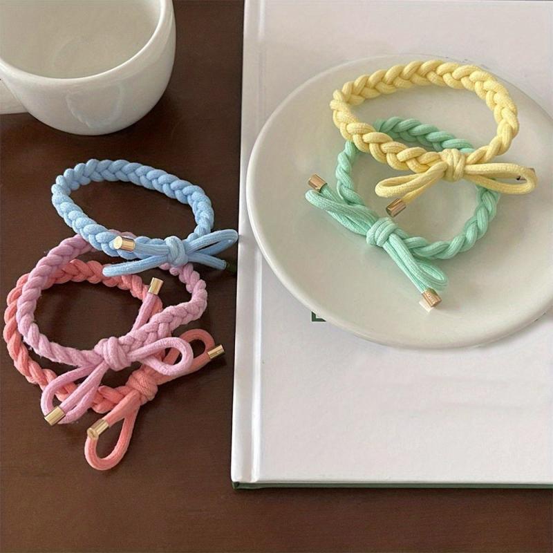 5Pcs High Stretch Hair Tie Elastic Brim Bundle Hair Rope