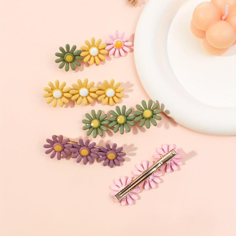 5pcs Daisy Flower Hairpin Side Clip Hair Accessories Barrette