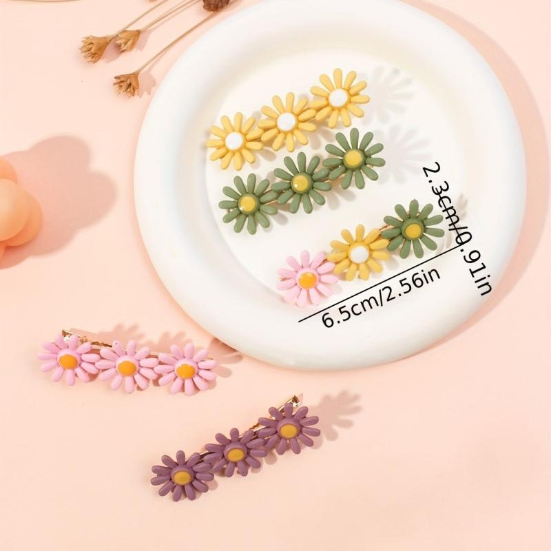 5pcs Daisy Flower Hairpin Side Clip Hair Accessories Barrette