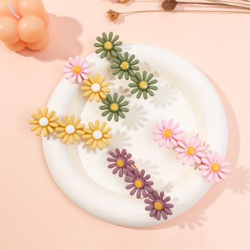 5pcs Daisy Flower Hairpin Side Clip Hair Accessories Barrette