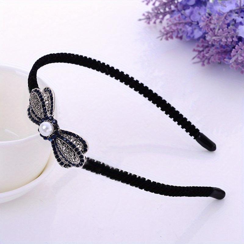 Boho Velvet Crystal Vintage Headband Rhinestone Bow Hair Accessories