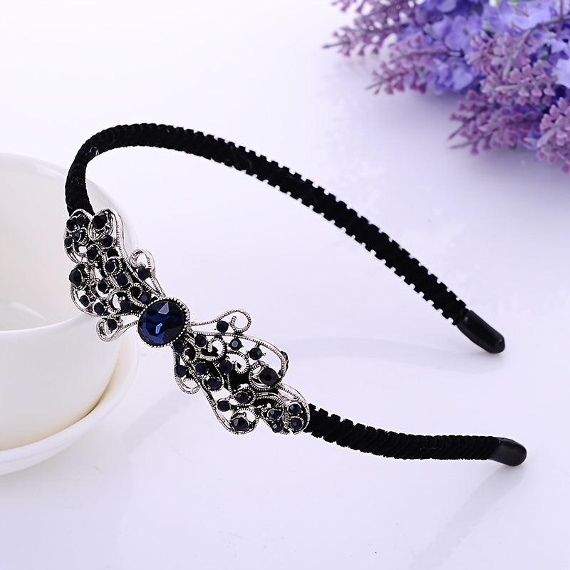 Boho Velvet Crystal Vintage Headband Rhinestone Bow Hair Accessories