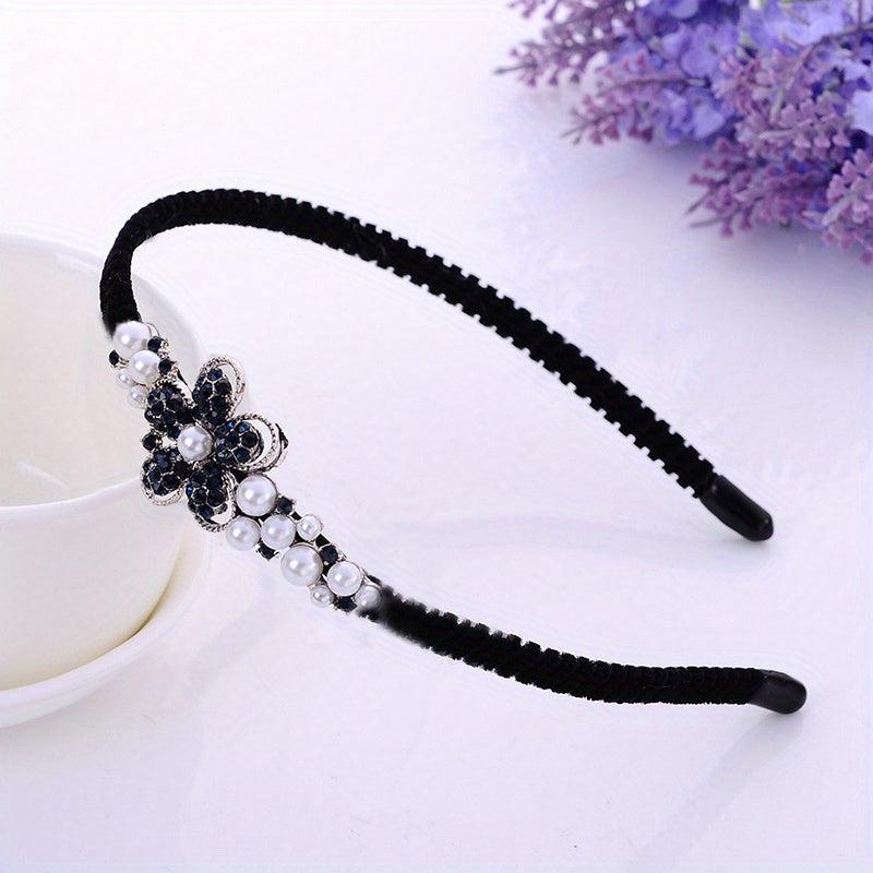 Boho Velvet Crystal Vintage Headband Rhinestone Bow Hair Accessories
