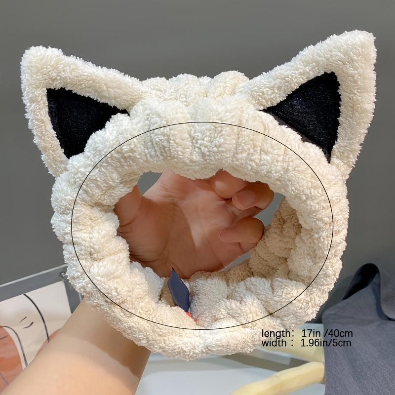 Cat Ear Face Wash Headband Coral Fleece Hairband