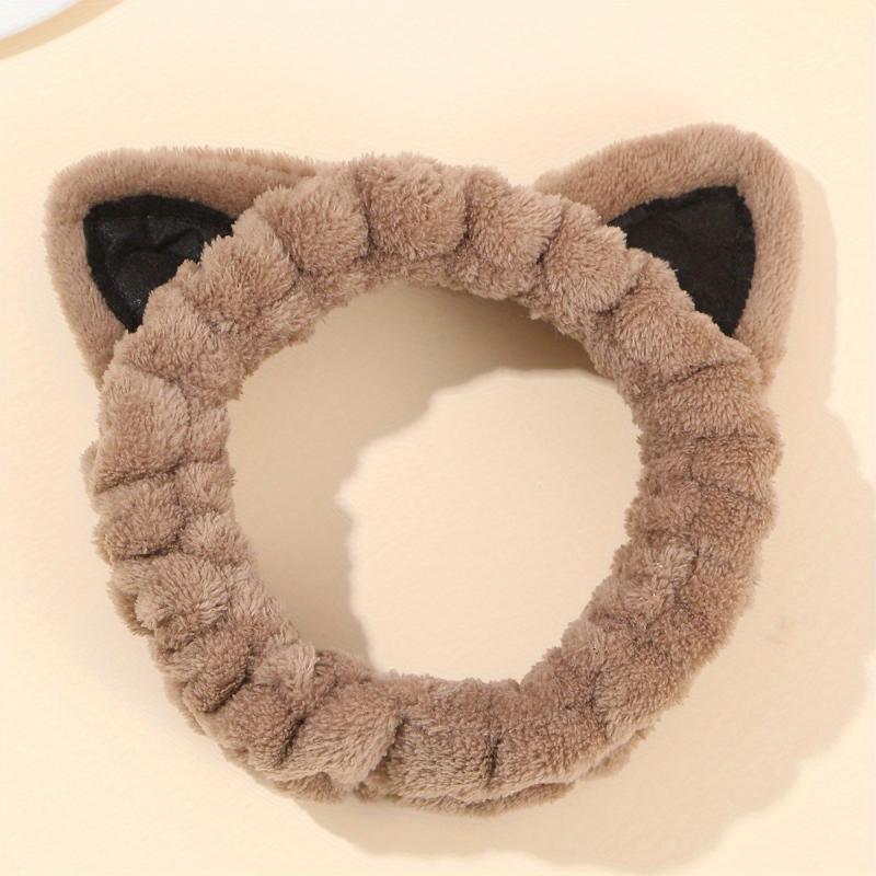 Cat Ear Face Wash Headband Coral Fleece Hairband