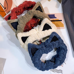 Cat Ear Face Wash Headband Coral Fleece Hairband