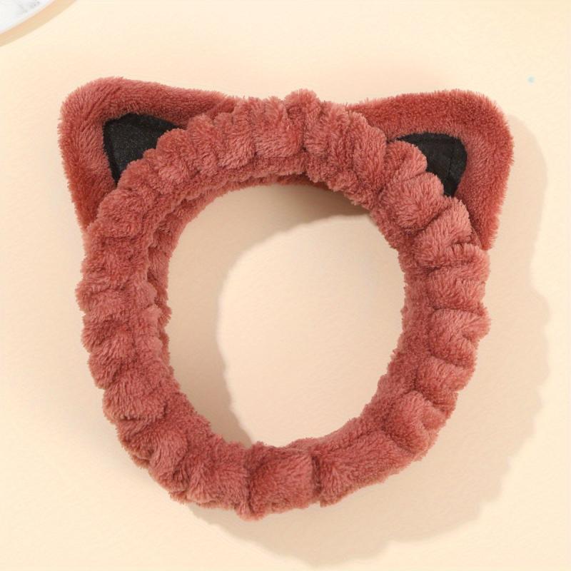 Cat Ear Face Wash Headband Coral Fleece Hairband