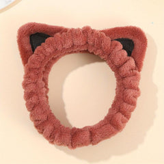Cat Ear Face Wash Headband Coral Fleece Hairband