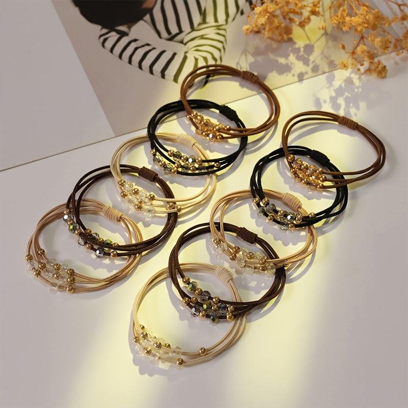 2pcs Bracelet Hair Ties Decorative Ponytail Holders Elastic Hair Bands