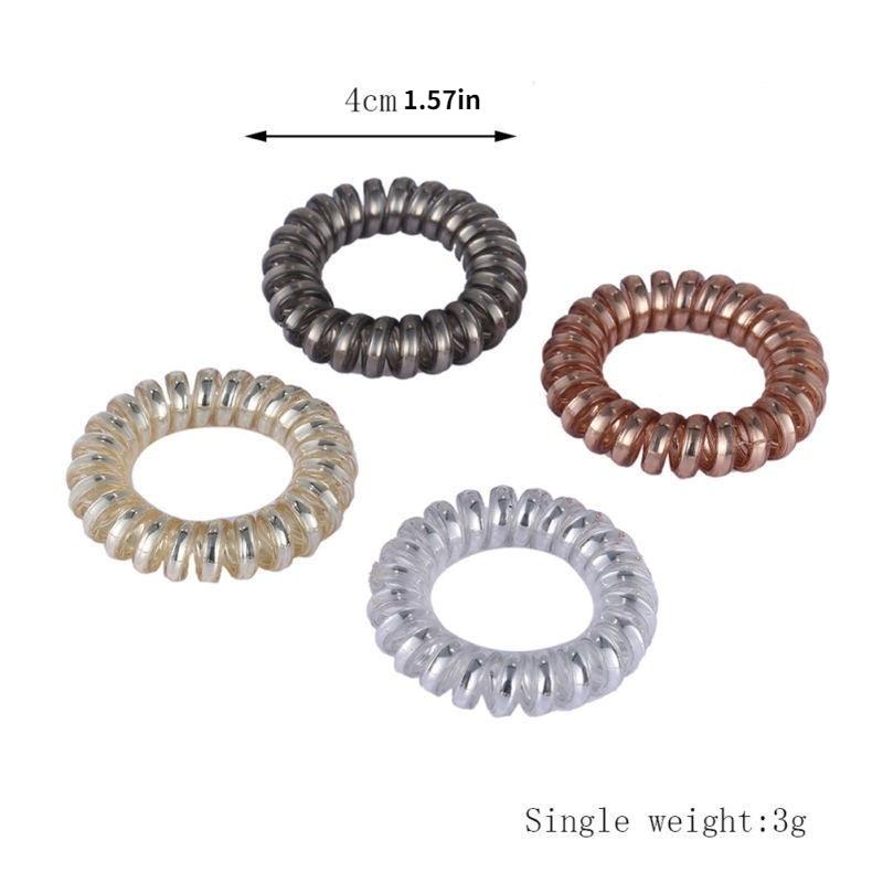10pcs Solid Coil Wire Hair Tie Elastic Ponytail Holder Hair Styling Accessory