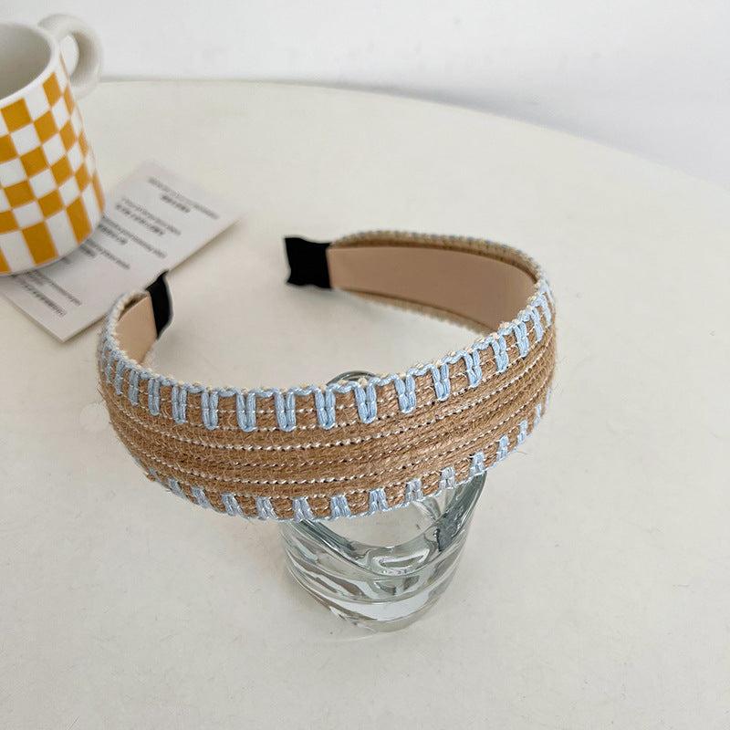 Bohemian Style Wide Brim Hairband Top Knot Linen Accessory