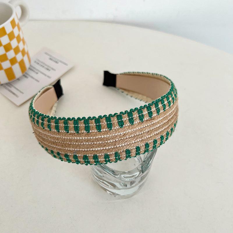 Bohemian Style Wide Brim Hairband Top Knot Linen Accessory