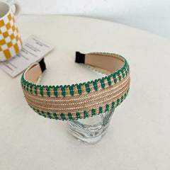 Bohemian Style Wide Brim Hairband Top Knot Linen Accessory