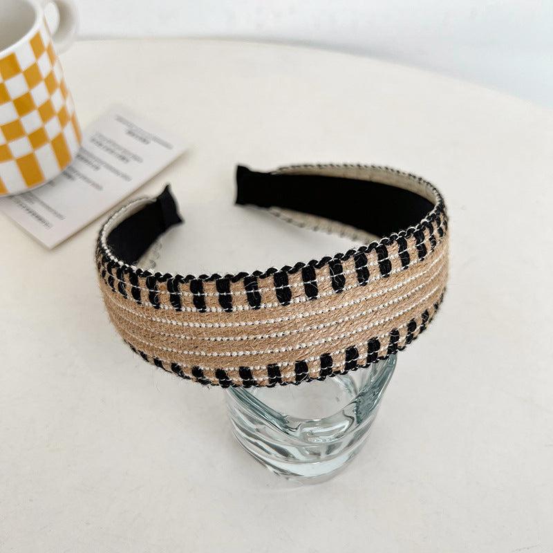 Bohemian Style Wide Brim Hairband Top Knot Linen Accessory