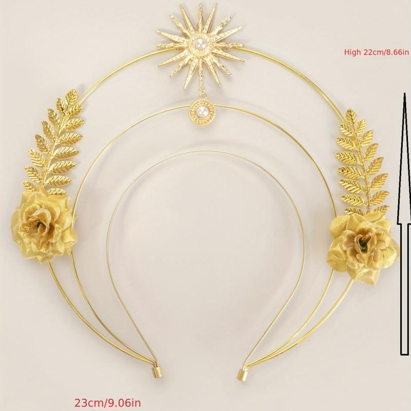 Golden Flower Headband Women's Crown For Party Birthday Cos Play