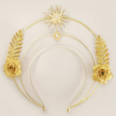 Golden Flower Headband Women's Crown For Party Birthday Cos Play