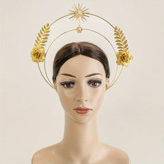 Golden Flower Headband Women's Crown For Party Birthday Cos Play