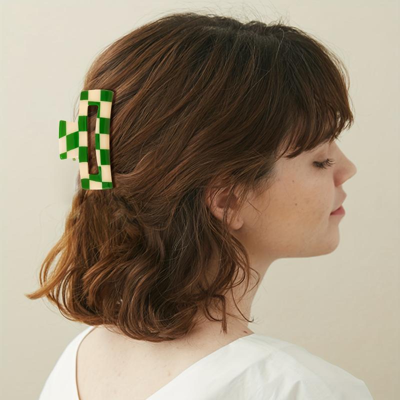 Green Hair Clip Barrettes Rectangular Claw Clips For Women