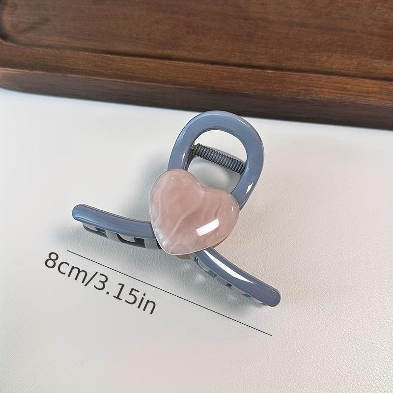 Heart Decor Hair Clip Resin Hair Claw Ponytail Holder for Women Girls