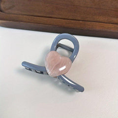 Heart Decor Hair Clip Resin Hair Claw Ponytail Holder for Women Girls