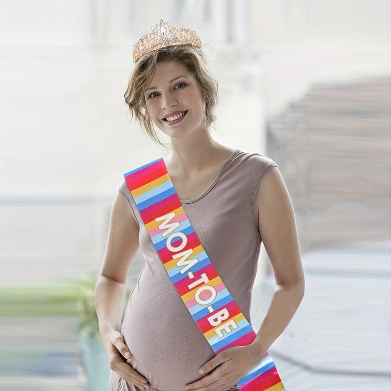 MOM TO BE Rhinestone Headbands With Sash Set