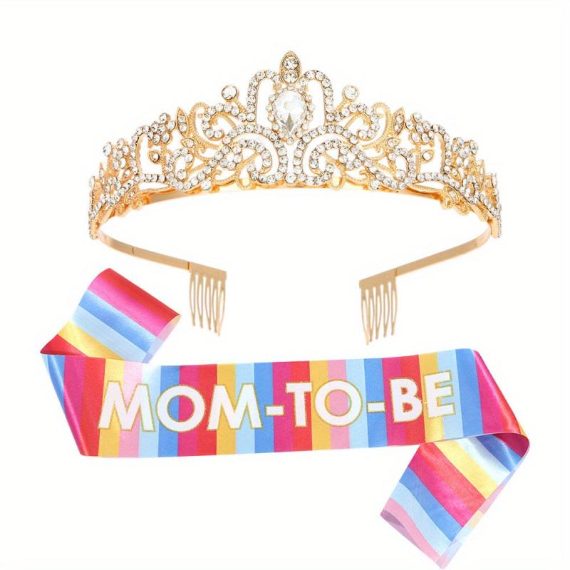 MOM TO BE Rhinestone Headbands With Sash Set