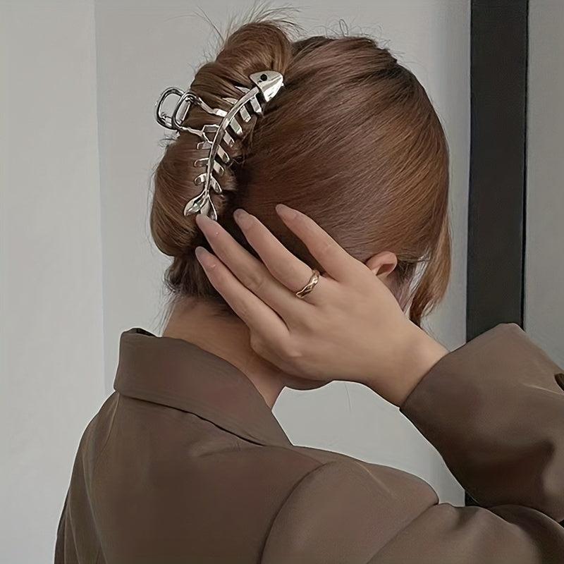 Fish Shaped Hair Claw Clips Big Metal Fishbone Hair Jaw Clamps