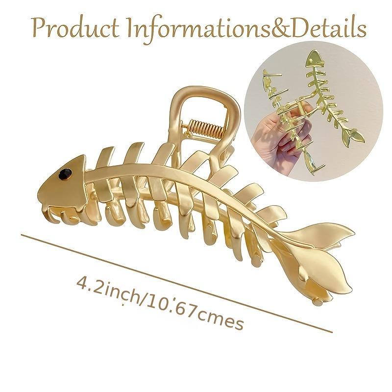 Fish Shaped Hair Claw Clips Big Metal Fishbone Hair Jaw Clamps