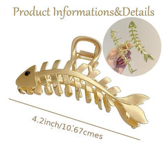 Fish Shaped Hair Claw Clips Big Metal Fishbone Hair Jaw Clamps