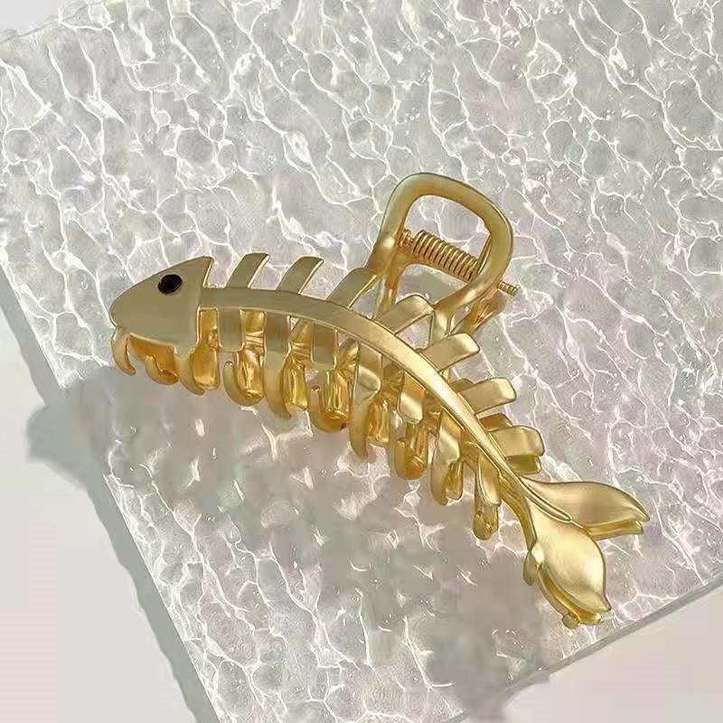 Fish Shaped Hair Claw Clips Big Metal Fishbone Hair Jaw Clamps