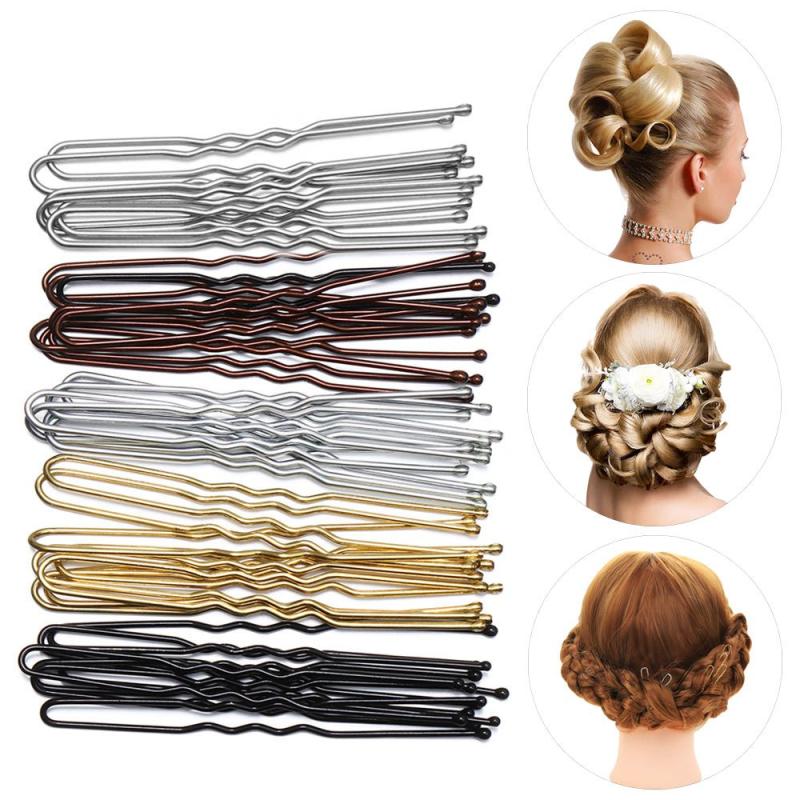 50 Pcs U Shaped Hairpins Metal Barrettes Bridal Hairstyle Tools