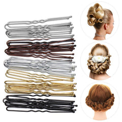 50 Pcs U Shaped Hairpins Metal Barrettes Bridal Hairstyle Tools