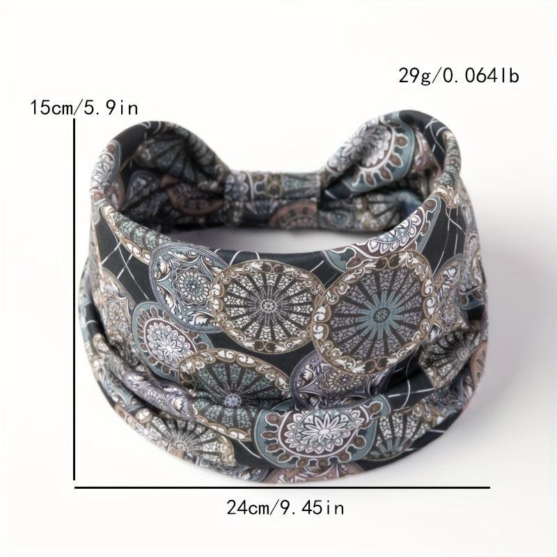 Boho Style Headband Widened Knotted Printed Bundle Hairband Sports