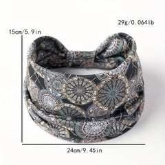 Boho Style Headband Widened Knotted Printed Bundle Hairband Sports
