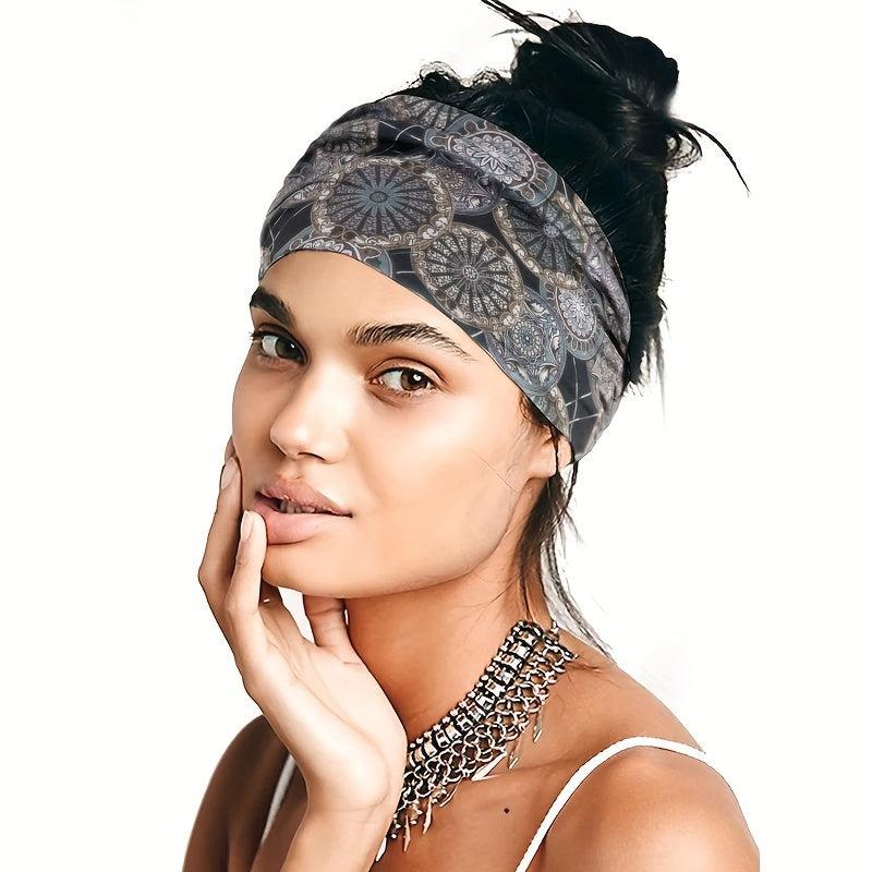 Boho Style Headband Widened Knotted Printed Bundle Hairband Sports