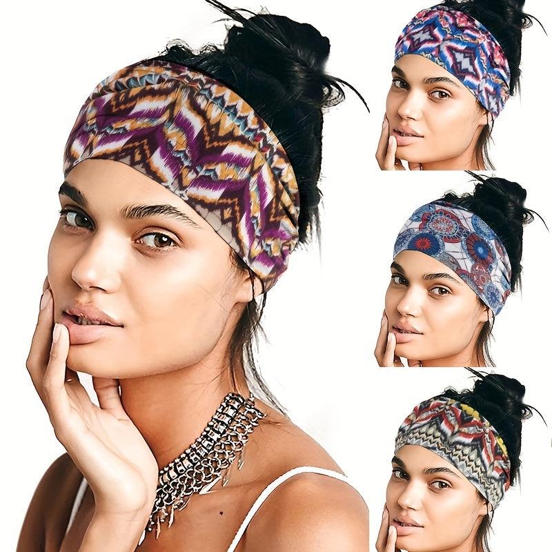 Boho Style Headband Widened Knotted Printed Bundle Hairband Sports