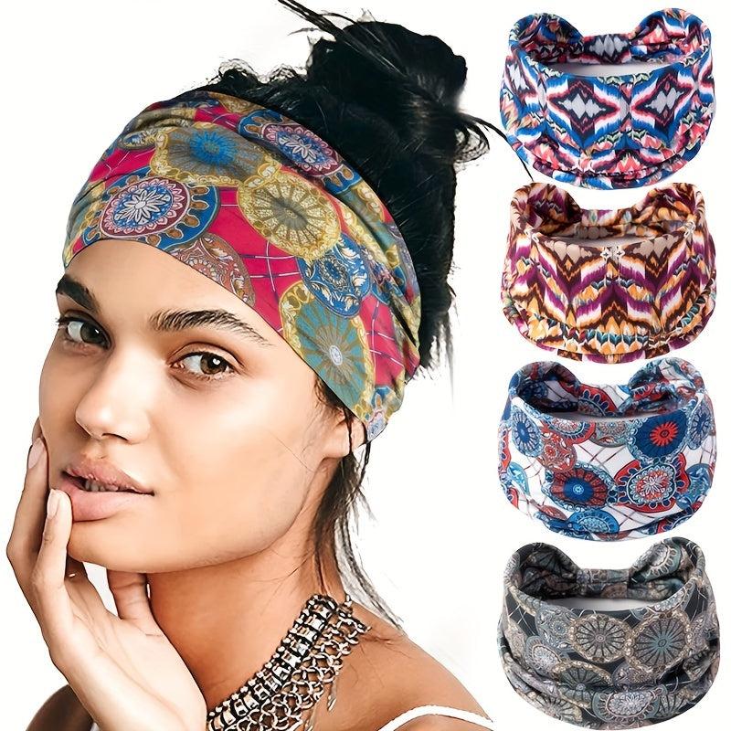 Boho Style Headband Widened Knotted Printed Bundle Hairband Sports