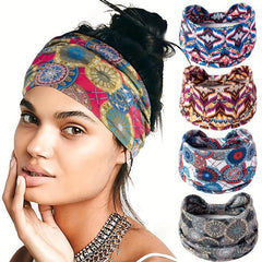 Boho Style Headband Widened Knotted Printed Bundle Hairband Sports