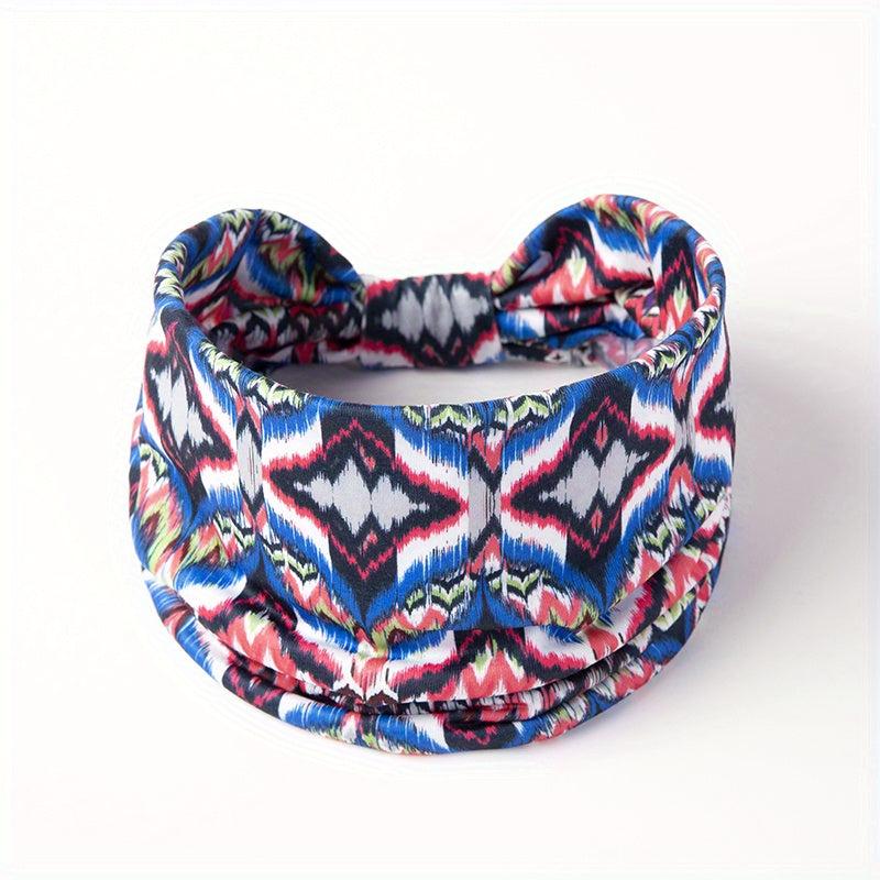 Boho Style Headband Widened Knotted Printed Bundle Hairband Sports