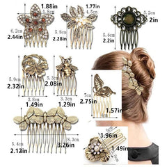 Metal Flower Hair Comb Rhinestone Hair Comb Vintage Head Jewelry Faux Pearl