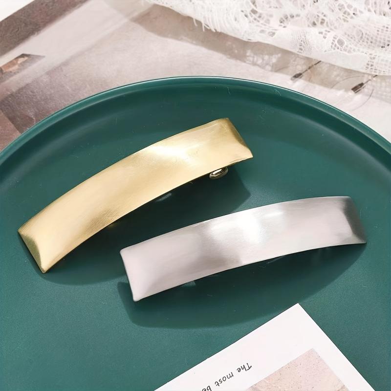 Glossy Metal Barrette Rectangle French Barrette For Hairstyle Women Girls
