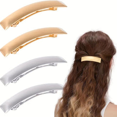 Glossy Metal Barrette Rectangle French Barrette For Hairstyle Women Girls