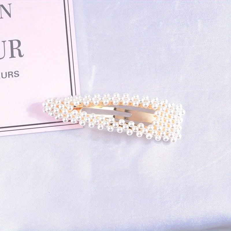 Faux Pearl Beaded Hair Clip Snap Clip Bobby Pin Hair Styling Accessory