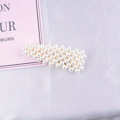 Faux Pearl Beaded Hair Clip Snap Clip Bobby Pin Hair Styling Accessory
